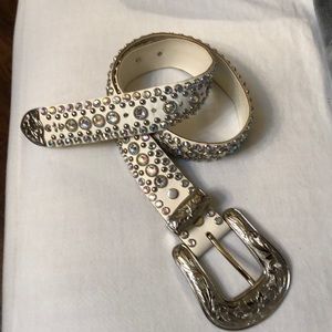 KIPPYS Iridescent Swarovski Crystal Leather Belt